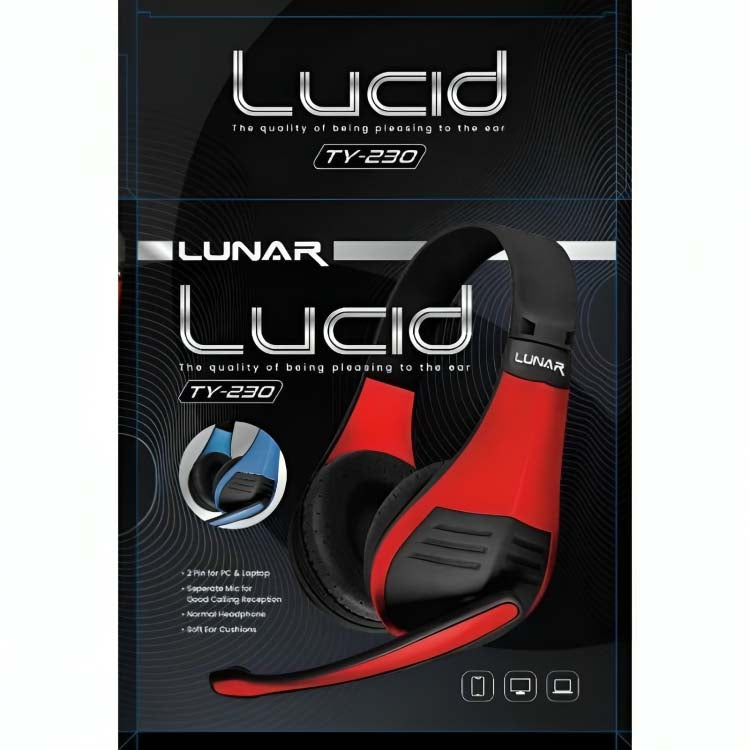 Lunar Lucid TY-230 Headset – Premium Audio for Mobile and PC – Comfortable and Stylish Design
